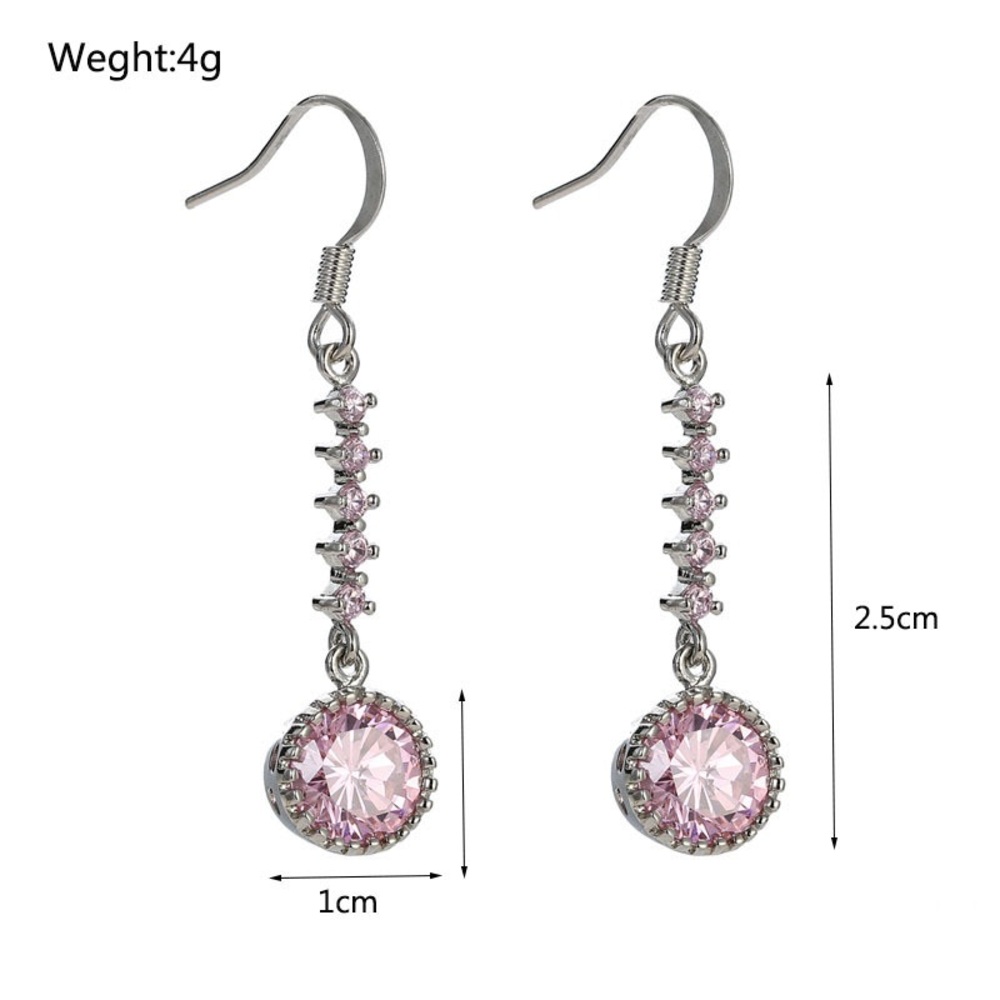 2/$20! Silver & Pink CZ Dangle Earrings - Picture 5 of 7